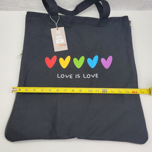 Most Wanted USA Pride Black Cotton Canvas Love is Love Tote Bag - Picture 10 of 16